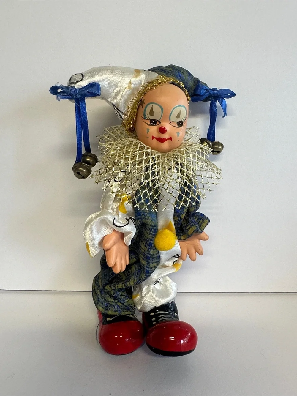 Jester standing porcelain clown doll